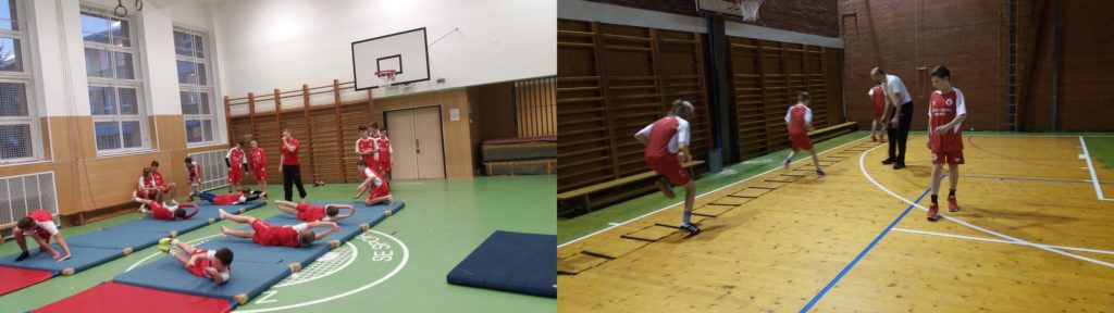 Zajęcia Slavii U-14 z gimnastyki oraz lekkoatletyki z trenerami tychże dyscyplin